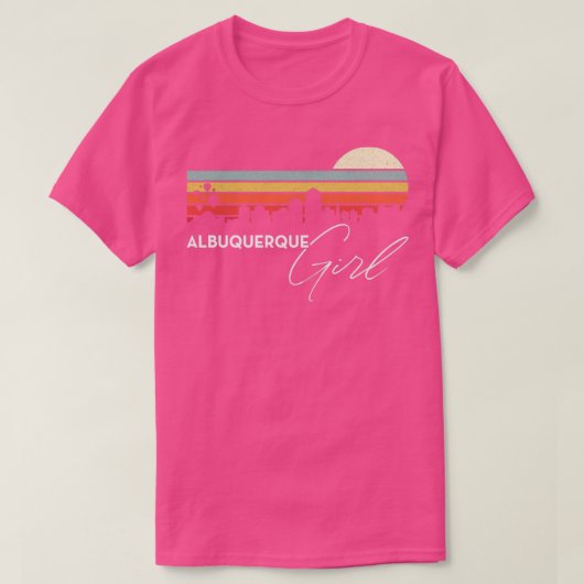 T-shirt Albuquerque Girl Retro Sunset City Skyline Souveni (Design devant)