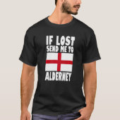 T-shirt Alderney Flag Design  If lost send me to Alderney  (Devant)