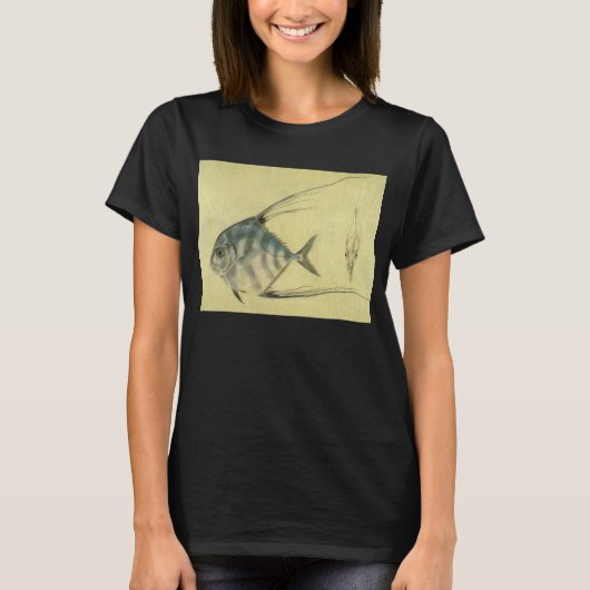 T-shirt Alectis indicus, Illustration vintage de l'Alectis (Devant)