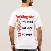 T-shirt Alerte d'allergie alimentaire - logo de poche (Dos)