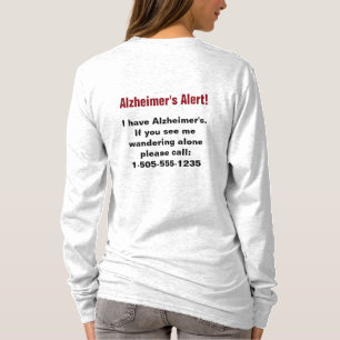 T-shirt Alerte d'Alzheimer avec numéro de téléphone per