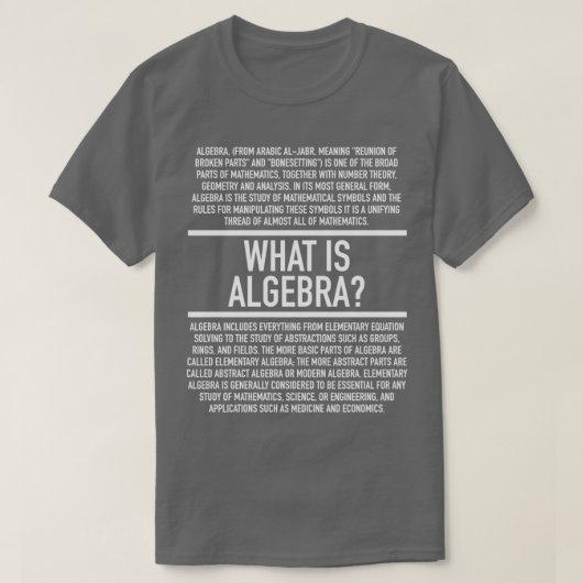 T-shirt Algebra définie (Design devant)