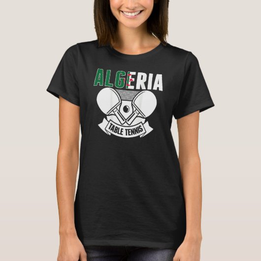 T-shirt Algeria Table Tennis Support Algerian Ping Pong T (Devant)
