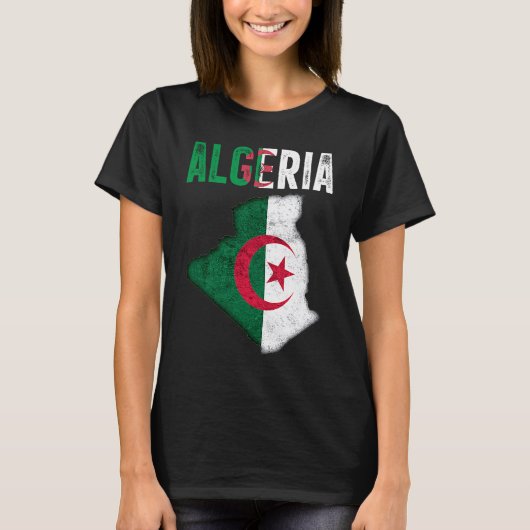 T-shirt Algerian Algeria Country Map Flag (Devant)