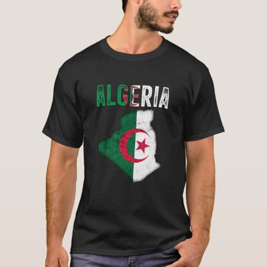 T-shirt Algerian Algeria Country Map Flag (Devant)