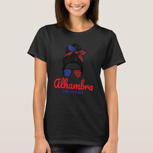 T-shirt Alhambra California Retro Messy Bun (Devant)