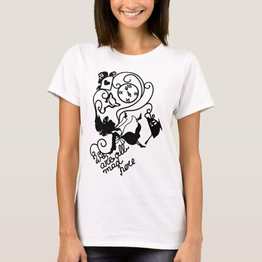 T-shirt Alice au pays des merveilles. Illustration silhoue (Devant)