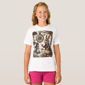 T-shirt Alice au pays des merveilles Thé Art lapin blanc (Devant entier)