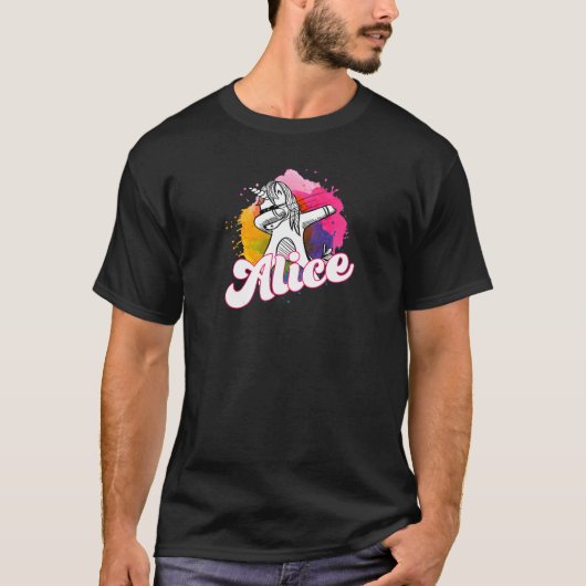 T-shirt Alice Belle Fille Nom Avec Cool Dabbing Unico (Devant)