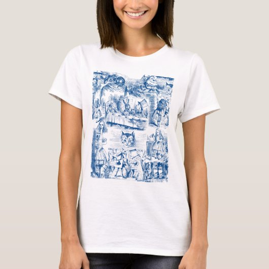 T-shirt Alice dans des labeurs bleus et blancs du pays des (Devant)