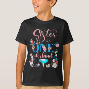 T-shirt Alice dans Onederland Sœur de famille de l'anniver