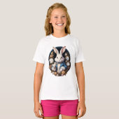 T-shirt Alice lapin blanc dans Wonderland Montres et rose (Devant entier)