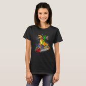T-shirt Alien À Cheval Dinosaure Sur Rocket Dans L'Espace (Devant entier)