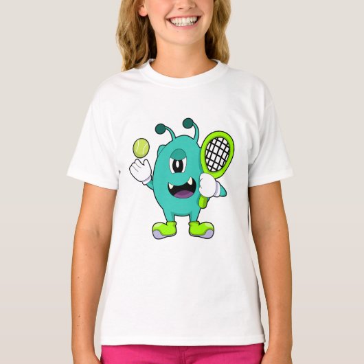 T-shirt Alien à Tennis avec raquette de tennis (Devant)