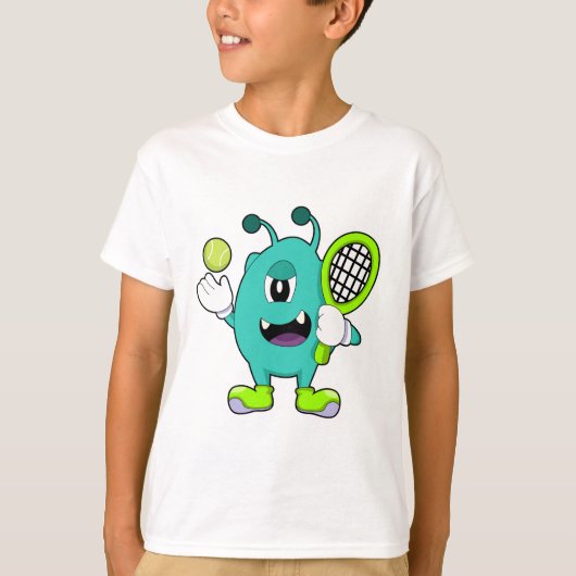 T-shirt Alien à Tennis avec raquette de tennis (Devant)
