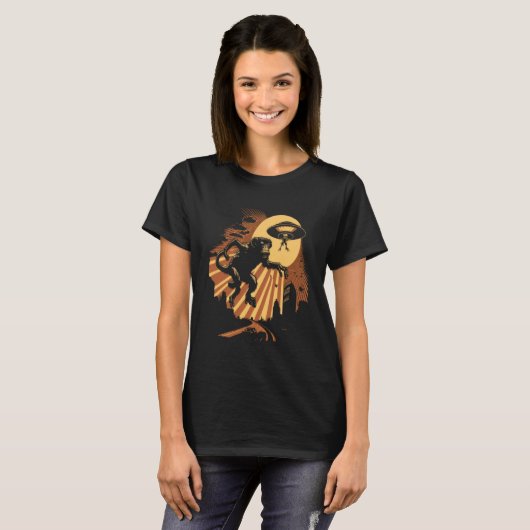 T-shirt Alien Abduction Singe Ape OVNI vaisseau spatial Ex (Devant entier)