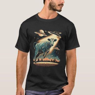 T-shirt Alien Abduction Vache OVNI vaisseau spatial Extrat