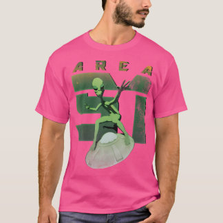 T-shirt Alien Area 51 Chemise Ufo Green Man Saucer Sp