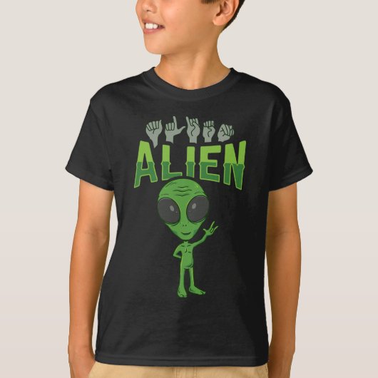 T-shirt Alien Asl Gesture main sourde Perte d'audition Sen (Devant)