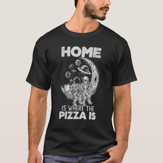 T-shirt Alien Astronaut Eating Pizza In The Cosmos   Pizza (Devant)