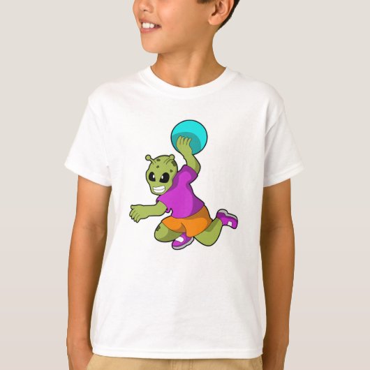 T-shirt Alien au Handball player avec Handball (Devant)
