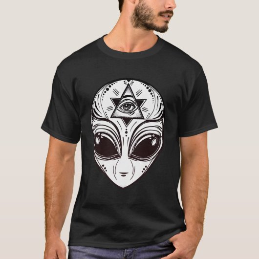 T-shirt Alien Avec Tous Voyant Illuminati Oeil (Devant)