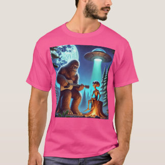 T-shirt Alien Bigfoot Guitare Sasquatch Ufo Cadeaux Pour H