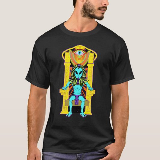 T-shirt Alien Bleu sur le Trône (Devant)