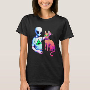 T-shirt Alien caressant un chat Alien Ufo Chat Enfants Ho