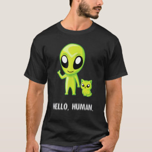 T-shirt Alien Chat Bonjour Homme Ufo Kitten