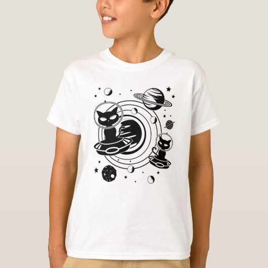 T-shirt Alien Chat Chats Ufo Space Kitten Animaux Idée cad (Devant)