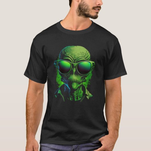 T-shirt Alien Chef Alien Face Hipster lunettes de soleil U (Devant)