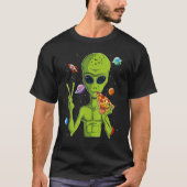 T-shirt Alien Chef Manger Pizza Ufo Hommes extra-terrestre (Devant)