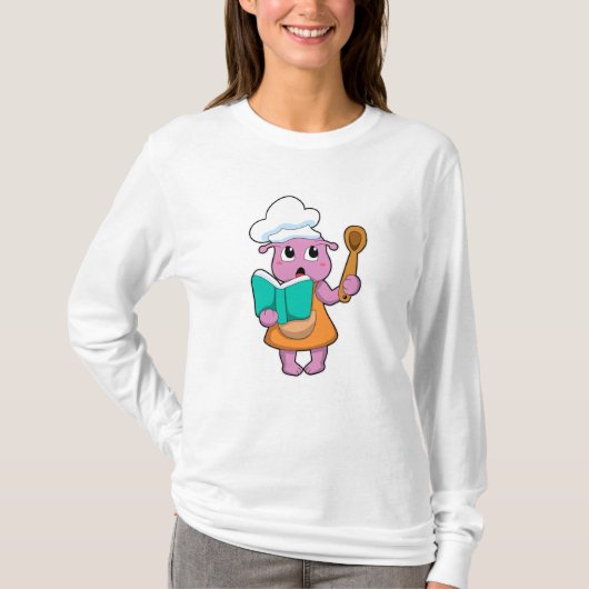 T-shirt Alien comme cuisinier avec Cookbook (Devant)
