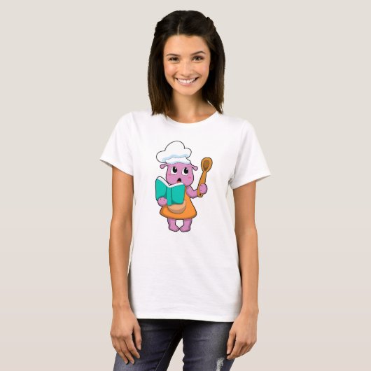 T-shirt Alien comme cuisinier avec Cookbook (Devant entier)