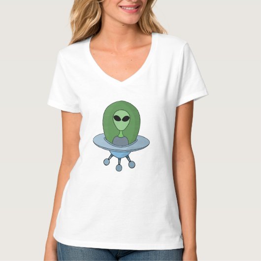 T-shirt Alien dans son petit vaisseau spatial (Devant)