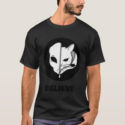 T-shirt Alien de chat Ufo Martian Ufologiste de l'espace C (Devant)