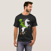T-shirt Alien de l'espace chevauchant une licorne (Devant entier)