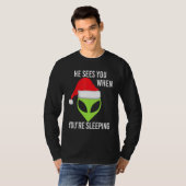 T-shirt Alien de l'espace vert Noël Santa Hat Ufo Mar (Devant entier)