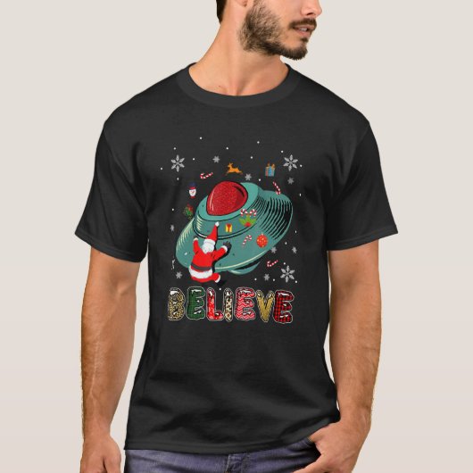 T-shirt Alien de Noël Ufo Santa Claus Xmas Croire (Devant)