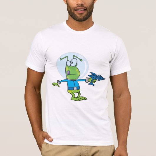 T-shirt Alien drôle avec Ray Gun Sci-Fi Space Invader (Devant)
