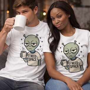 T-shirt Alien Drôle – Design de Café "J'ai Besoin d'Espace