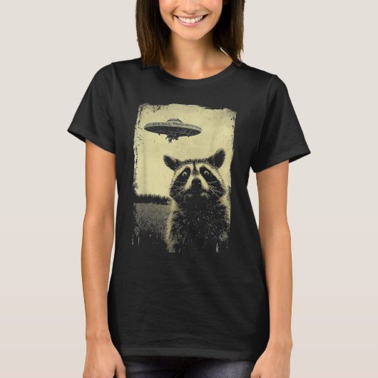 T-shirt Alien d'UFO Raccoon bizarre (Devant)