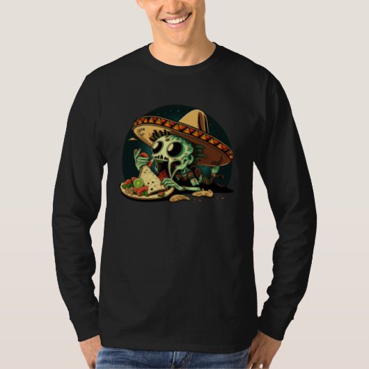 T-shirt Alien Eating Taco Mexican Sombrero UFO Cinco de Ma (Devant)