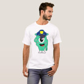 T-shirt Alien en tant que policier avec casquette de polic (Devant entier)
