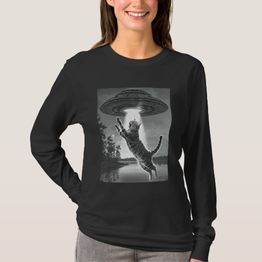 T-shirt Alien Enlèvement Chats UFO Soucoupe volante Espace (Devant)