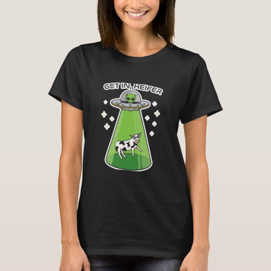 T-shirt Alien Enlèvement de vache drôle dans la zone Ufo51 (Devant)