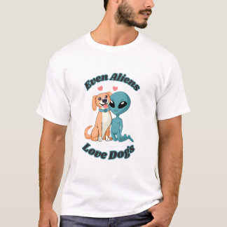 T-shirt Alien et chien. Même les Aliens aiment les chiens.
