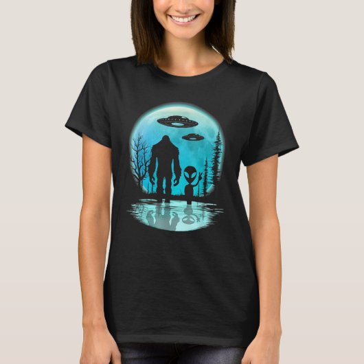 T-shirt Alien Et Lune Bigfoot (Devant)