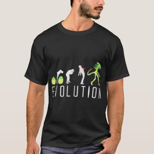 T-shirt Alien Evolution Funny Sci-Fi Design (Devant)
